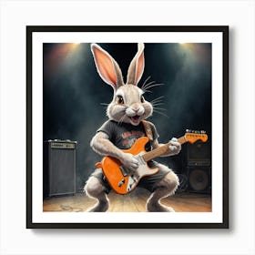 Rabbit Playing Guitar Art Print