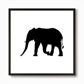 Silhouette Of An Elephant Art Print