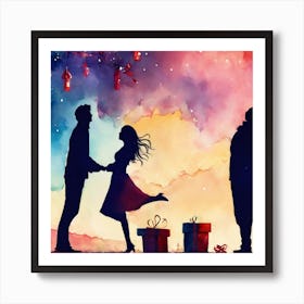 Christmas Couple Art Print