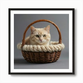 Cat In A Basket 7 Art Print