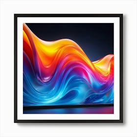 Vibrant 3d Abstract Design Featuring Flowing Signal Colors Cascading Spectrum Overlap Dynamic Swir Art Print