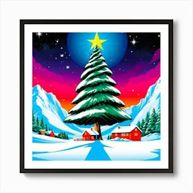 pop art  Christmas Tree On North Pole 3 Art Print