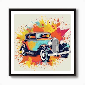 Vintage Car Vector Illustration Art Print