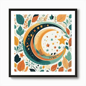 Moon And Stars Art Print