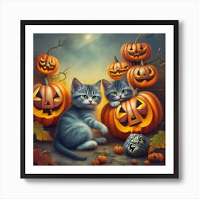 Halloween Kittens 1 Art Print