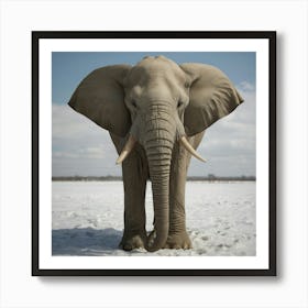 Elephant In The Snow Art Print