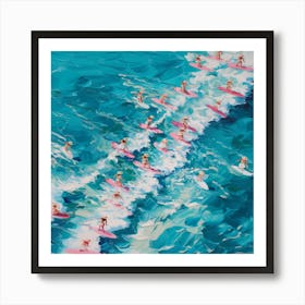 Surfers In Pink Art Print