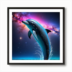 Dolphin In Space Art Print