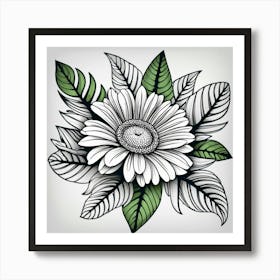 Daisy Tattoo 1 Art Print