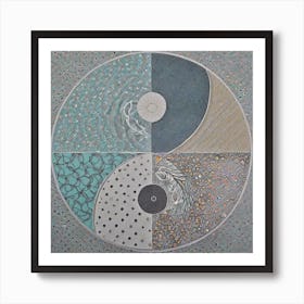 Firefly Beautiful Modern Intricate Floral Yin And Yang Mosaic Mandala Pattern In Gray, And Vibrant T (3) Art Print