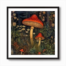 Dark Cottagecore Mushroom Art Print. Art Print