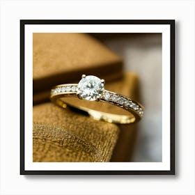 Diamond Wedding Ring With Gold Band (1) Art Print