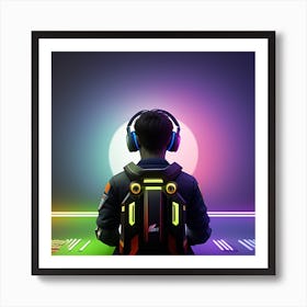 Gamer With Headphones Art Print