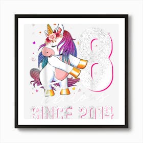 8th Birthday Girl Party 8 Years Old 2014 Unicorn Flossing 1 Art Print