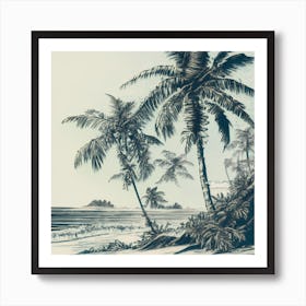 Palm Trees On The Beach Art Print