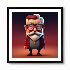 Cartoon Old Man With Glasses And Beard 1 Affiche