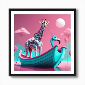 Giraffe In Candyfloss Land Art Print