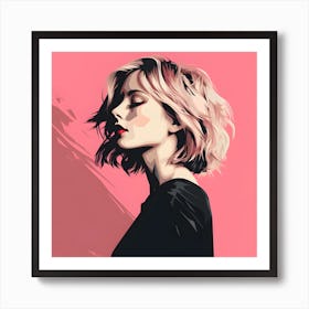 Punk Woman In Pink And Black 4 Art Print