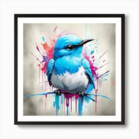 Blue Bird Painting Art Print