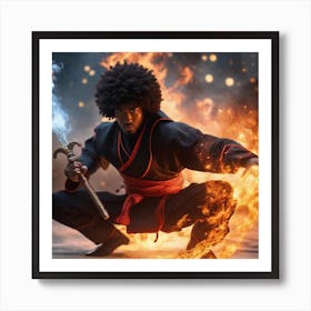 Fire and Water Ninja Art Print