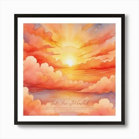 Watercolor Sunset Background Art Print