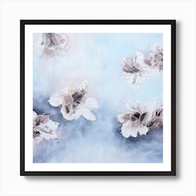 Light Blue Flower Painting Square Art Print