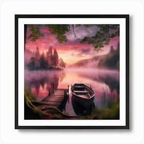 Sunset By The Lake Art Print