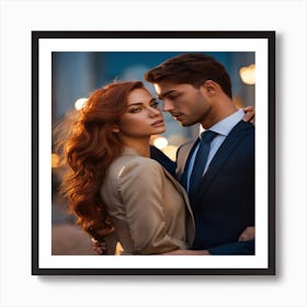 Couple In Love At Night Art Print