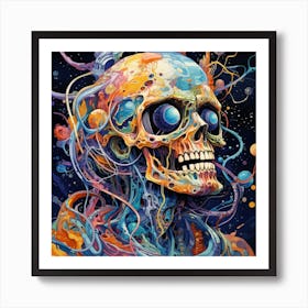 Skull In Space Art Print