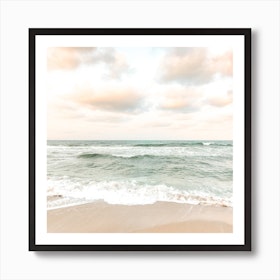 Beach Sunset Scenery Square Art Print