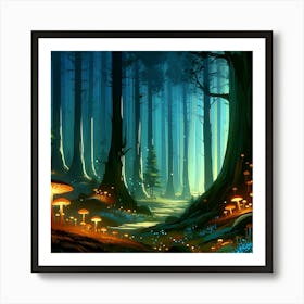 Mystical Mushroom Forest 5 Art Print