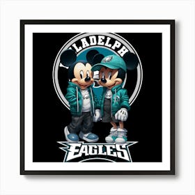 Mickey And Minnie Philadelphia Eagles Art Print