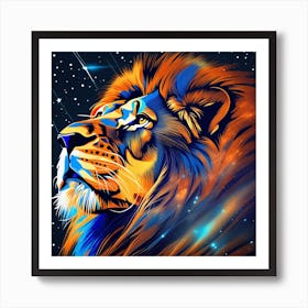 Lion In The Night Sky Art Print