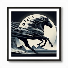 Horse In The Moonlight 1 Art Print