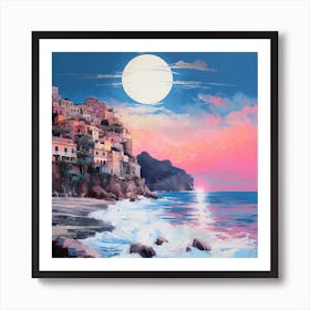 Turquoise Nights: Seaside Elegance Art Print