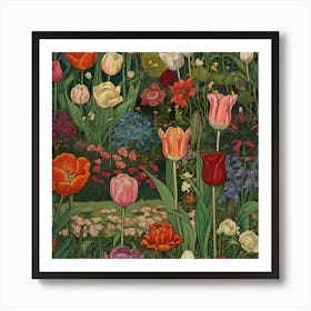 Tulips In The Garden 20 Art Print