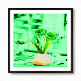 Green Tulips Art Print