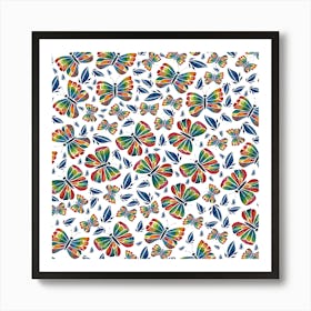 Watercolour Butterflies - Multicolour Art Print