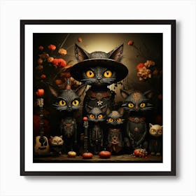 Witches And Cats Art Print