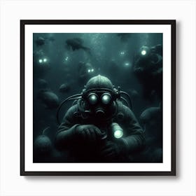 Underwater soldiers Art Print