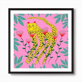 Yellow Cheetah2 Square Art Print
