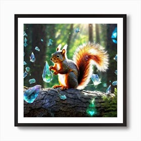 Squirrel In Forest Broken Glass Effect No Background Stunning Something That Even Doesnt Exist Art Print