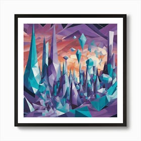 Alien Landscape Cubism Style Art Print