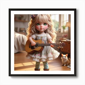 Little Girl With A Guitar Art Print