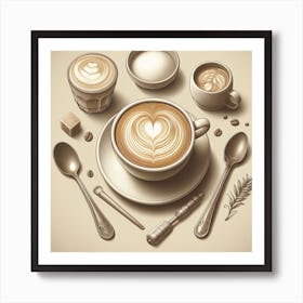 3d Latte Art Art Print