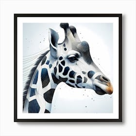 Giraffe Head - Abstract Line Art Illustration 33 Art Print