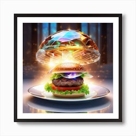 Burger On A Plate 49 Art Print