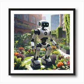 Robot In The Garden 1 Art Print