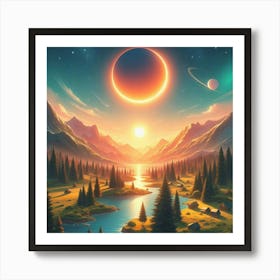 Moon Over The Valley Art Print