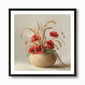 Poppies In A Vase 2 Art Print